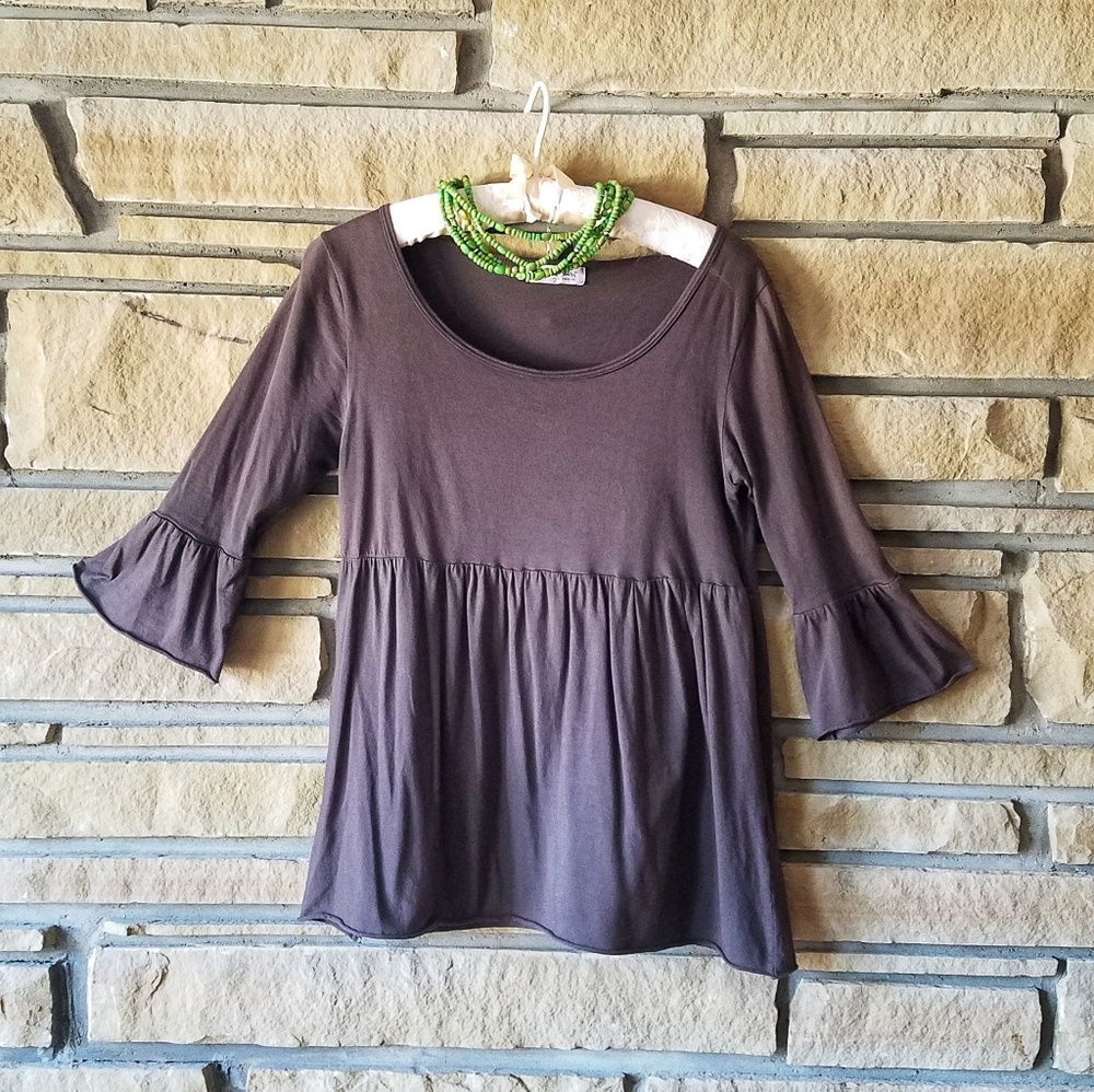 🥀Michael Stars Brown Baby Doll Top One Size EUC